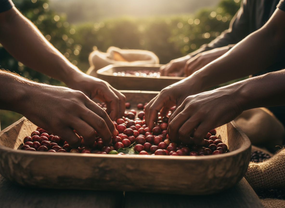 Coffee cascara harvesting