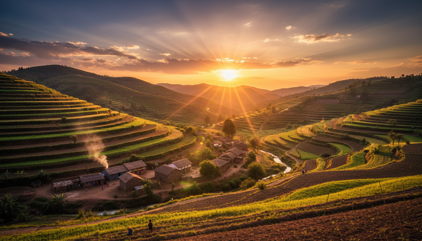 Sunset over community