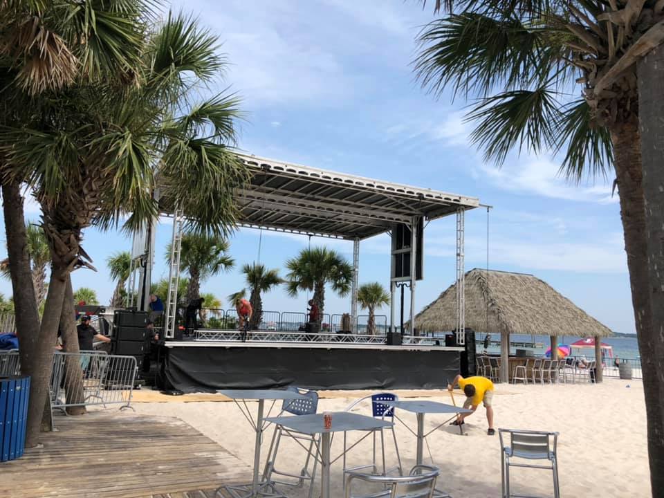 APEX 3224 mobile stage rental — 32' × 24' mobile staging deployed outdoors in Georgia by Audio Visual Genius LLC
