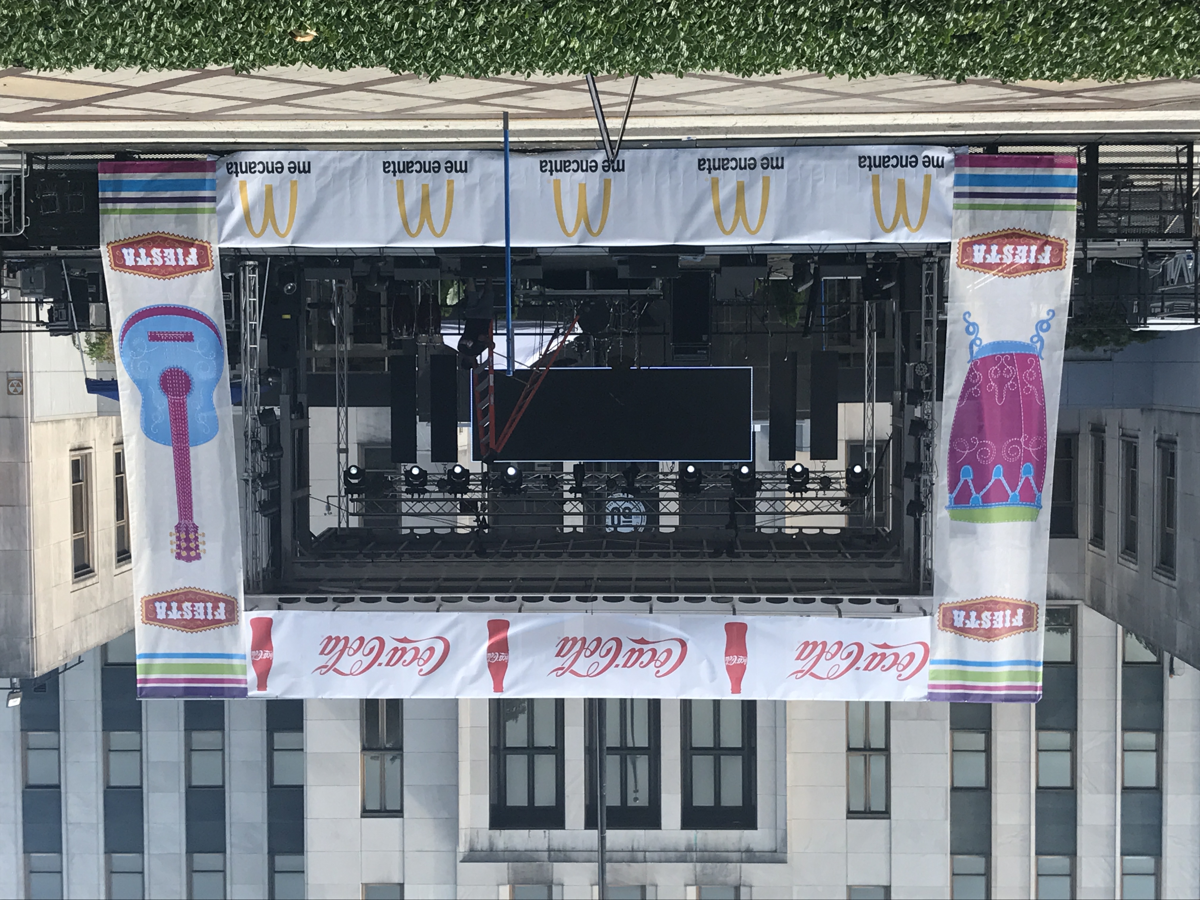 APEX 3224 mobile stage with sponsor banners — brand activations and event sponsorship branding