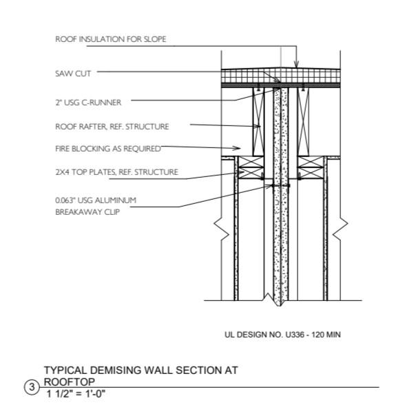 Typical Demising Wall Section at Rooftop