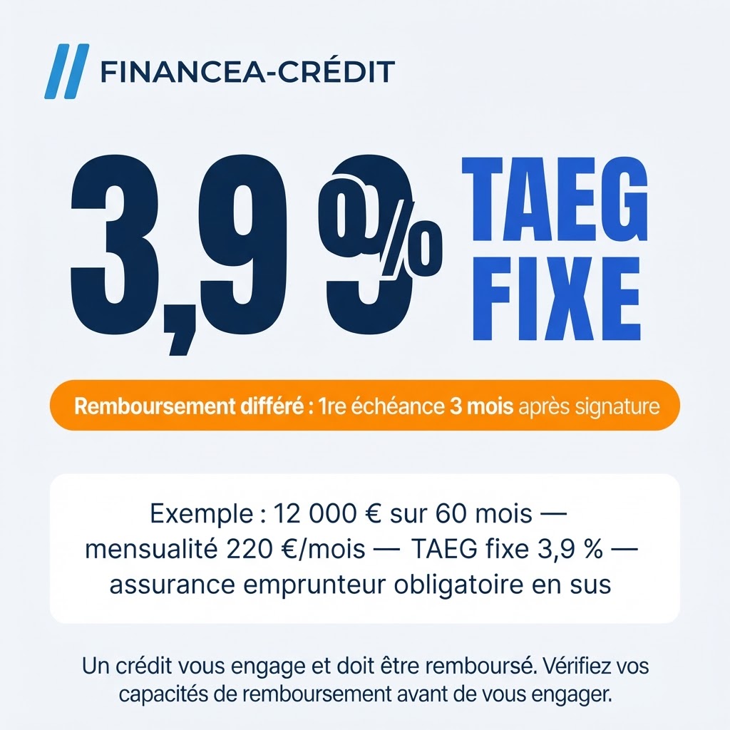 Argument TAEG Fixe 3,9 % & Exemple représentatif