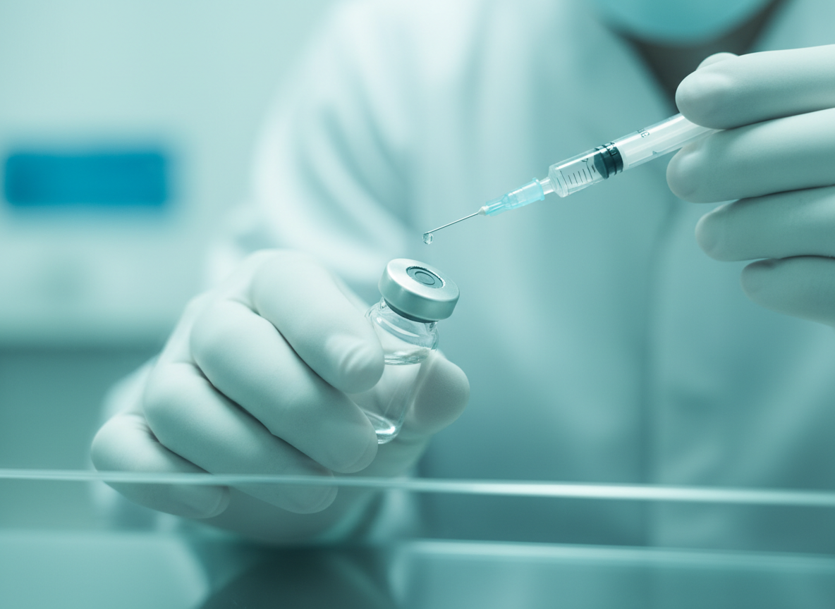 Laboratory technician performing sterile compounding