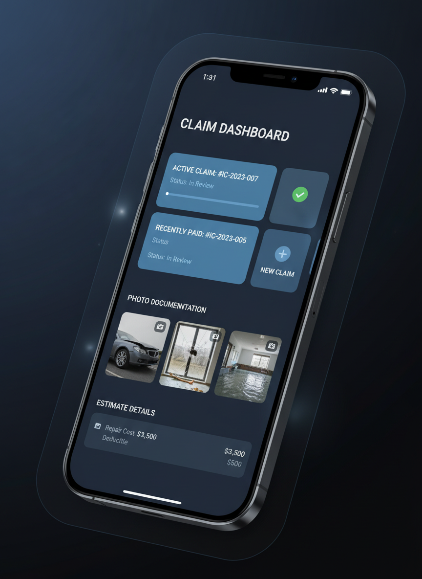 Claim Advisor Pro app interface on smartphone