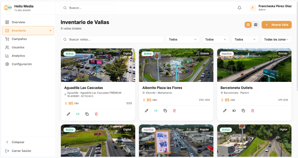 Inventario de Vallas