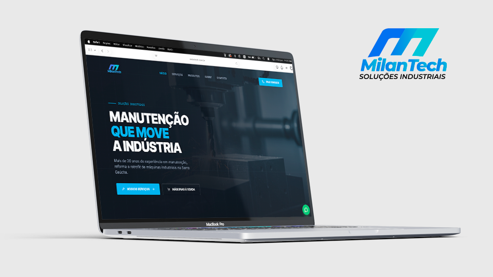 Mockup do site MilanTech — desenvolvido pela Mob Digital