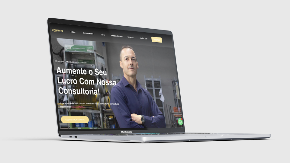 Mockup do site Otimizare Consultoria — desenvolvido pela Mob Digital