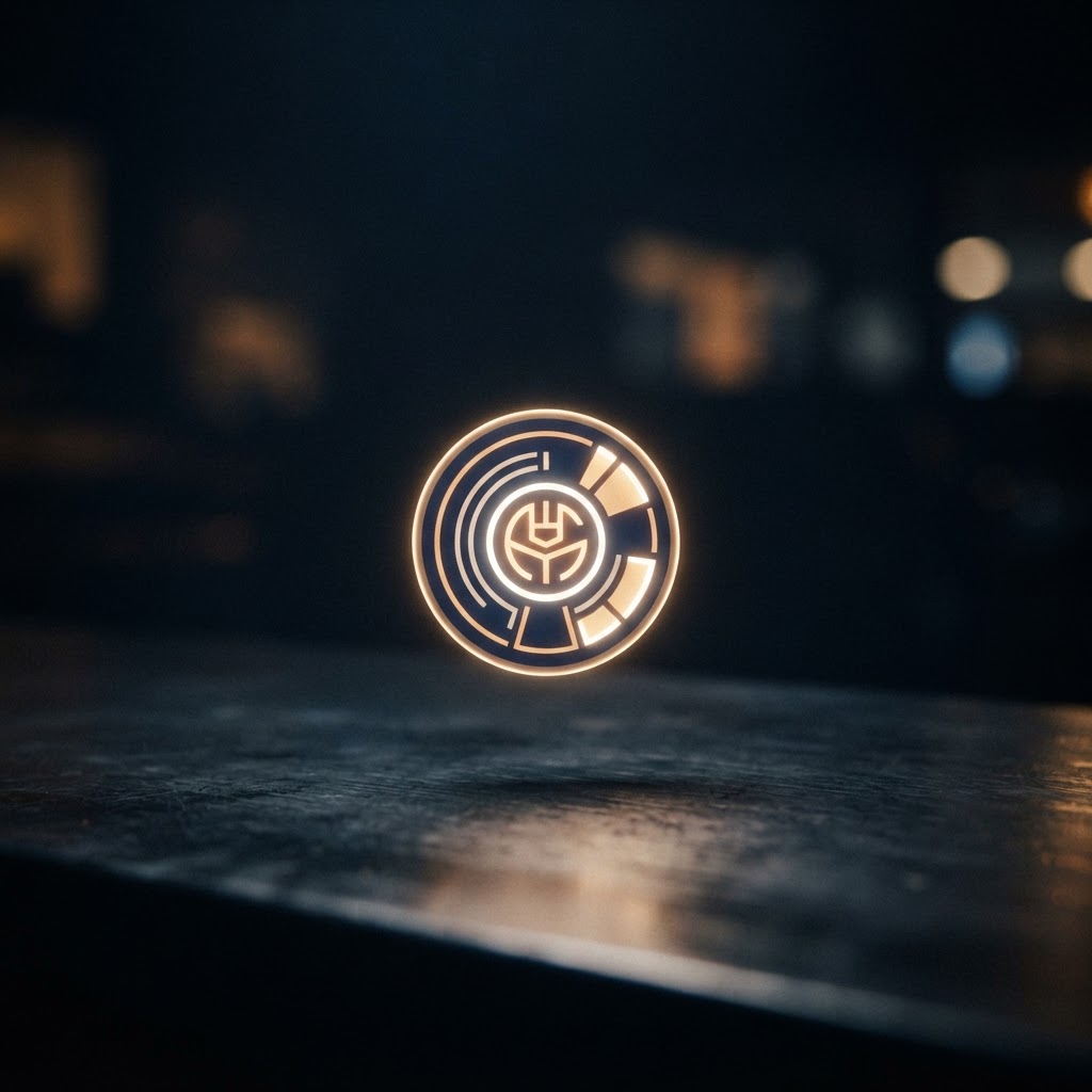 Abstract glowing circular UK tax-disc icon representing road tax costs