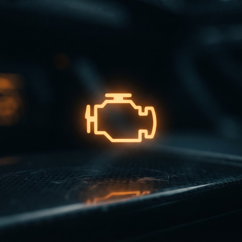 UK car dashboard instrument cluster showing warning lights — check engine EML guide