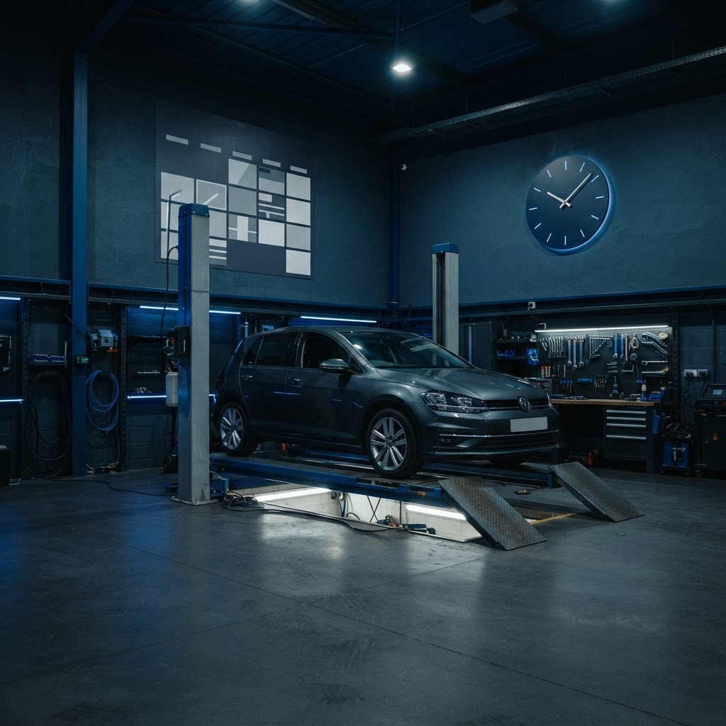 UK MOT testing station — checking when MOT is due