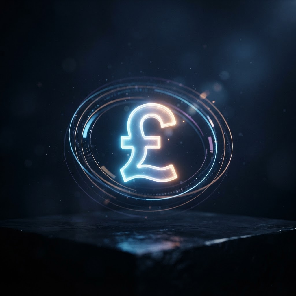 Abstract glowing pound-coin icon representing UK car ownership costs