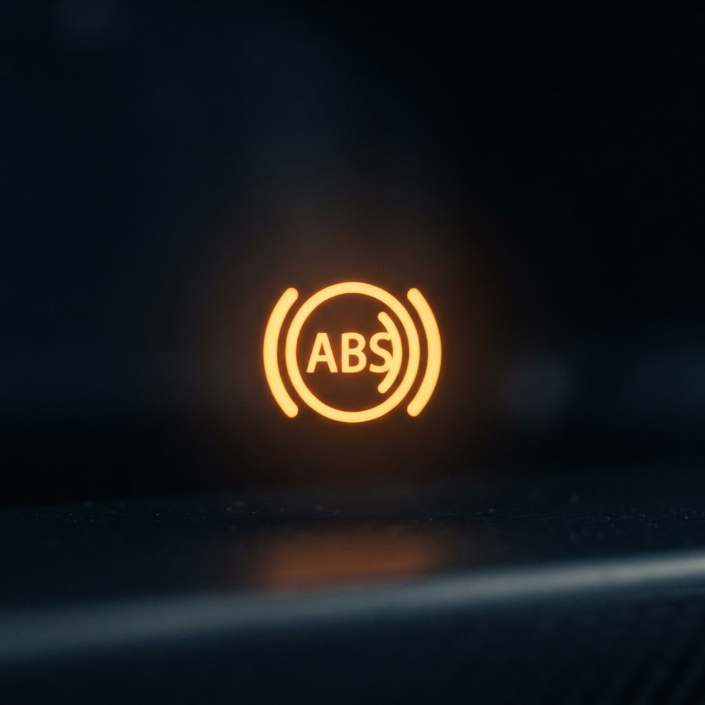 ABS warning light clearly illuminated in UK car instrument cluster — ABS warning light guide