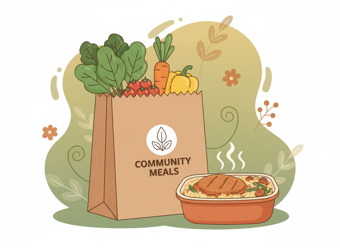Healthy meal delivery illustration