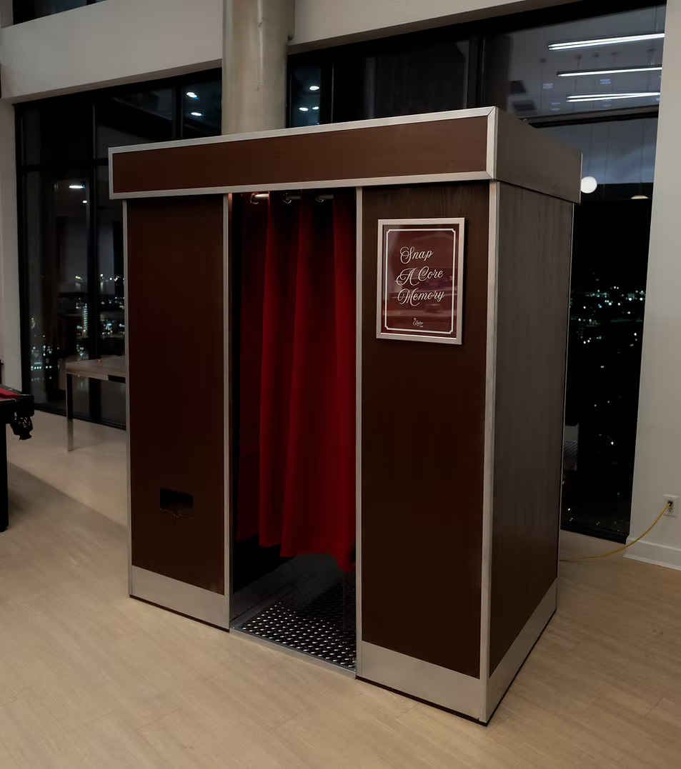 The Retro Booth vintage mobile photo booth set up at a Vancouver event