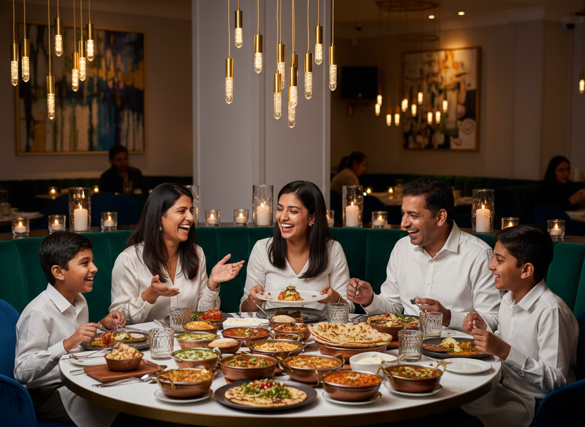 Family enjoying dinner
