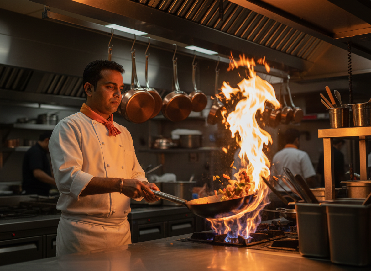 Chef preparing dishes