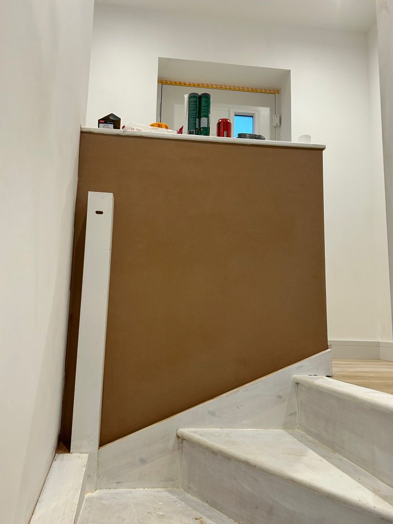 Staircase plastering smooth skim finish Cornwall