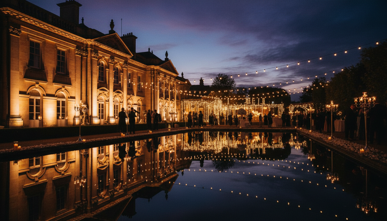 Luxury nighttime wedding venue