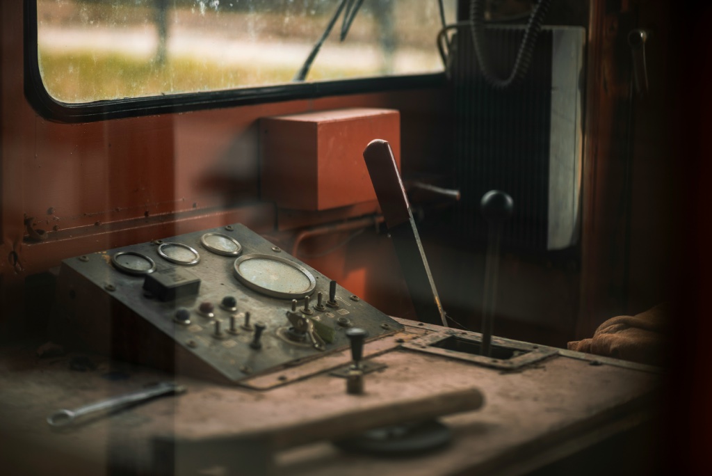 Vintage train engine control panel
