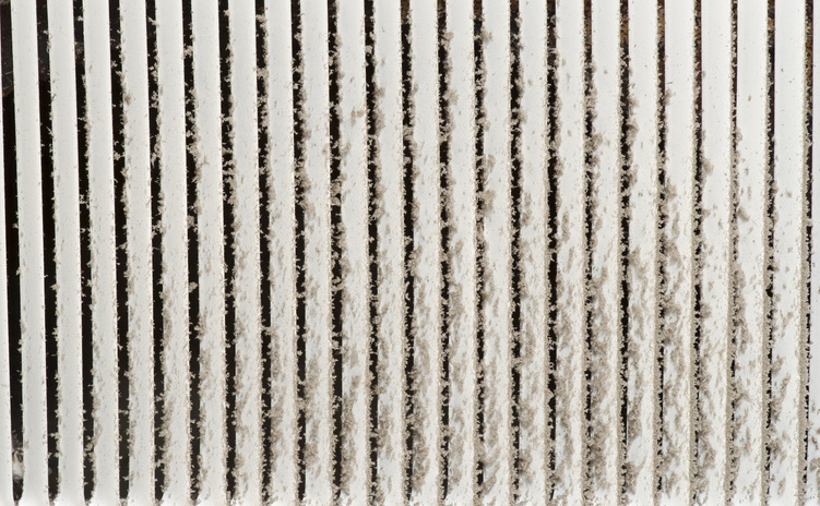 Dusty HVAC vent register before cleaning San Antonio TX