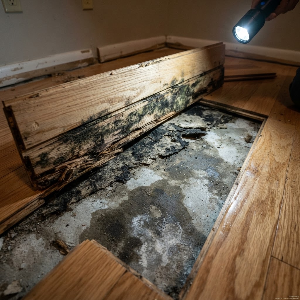 Moisture Damage — Warping, stains, or mold from water