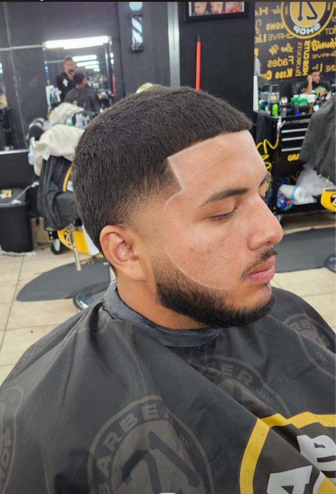 Buzz cut with sharp line up