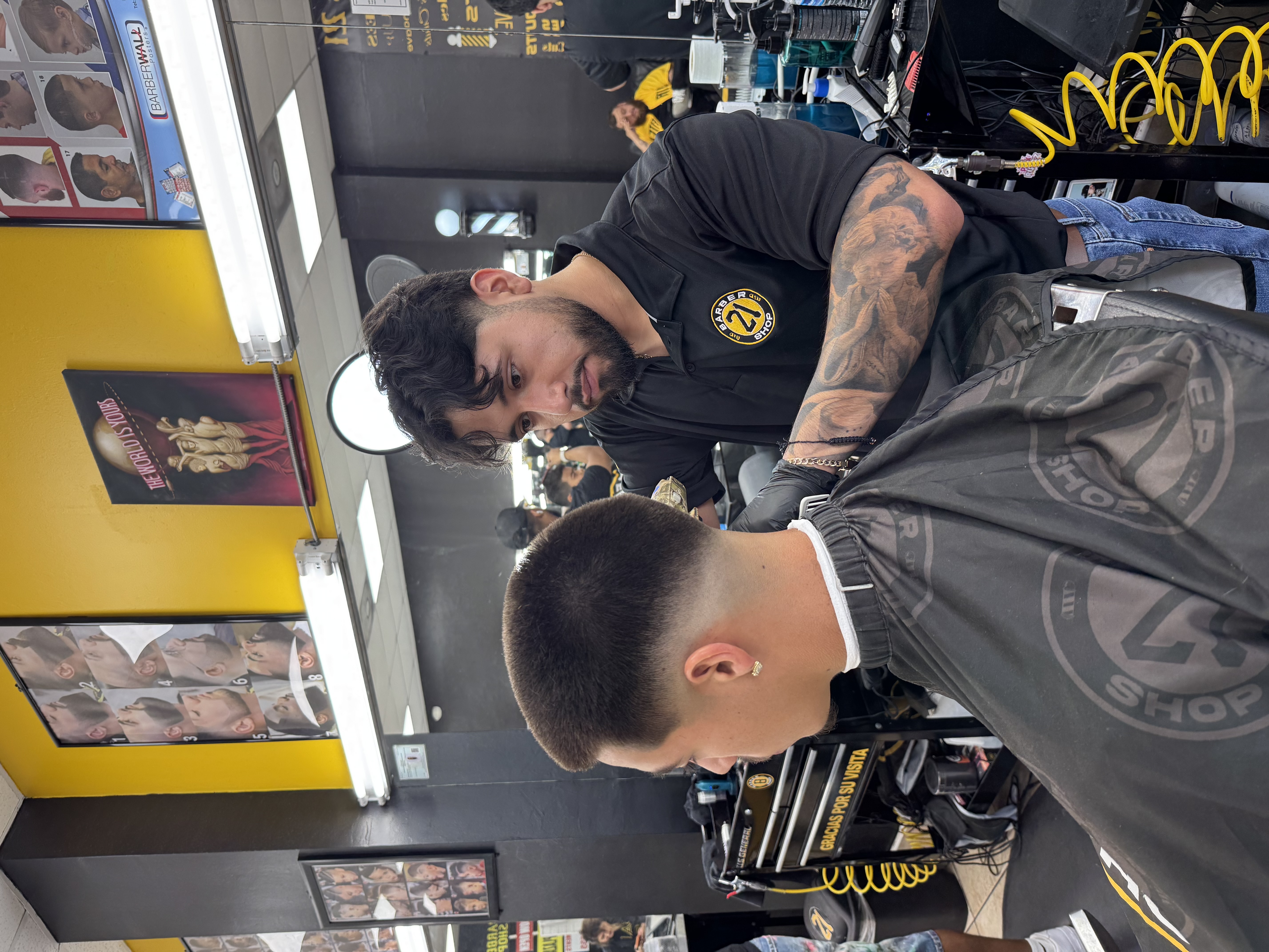 Barber fading client hair