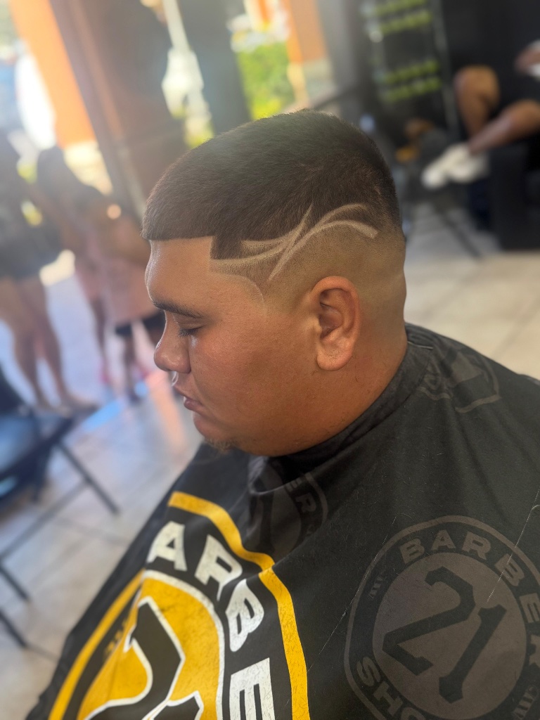 Clean slick back fade