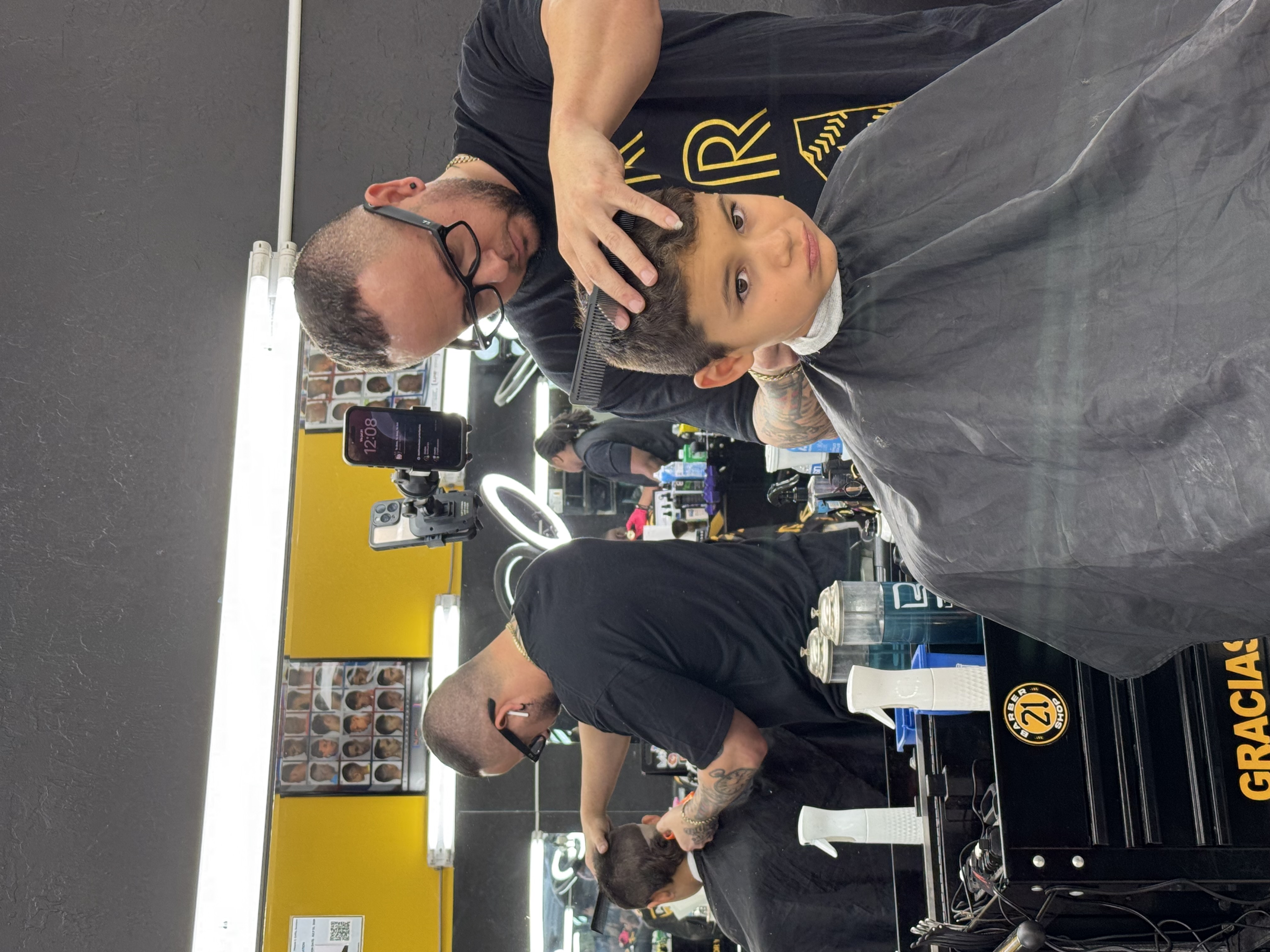 Kids haircut in progress