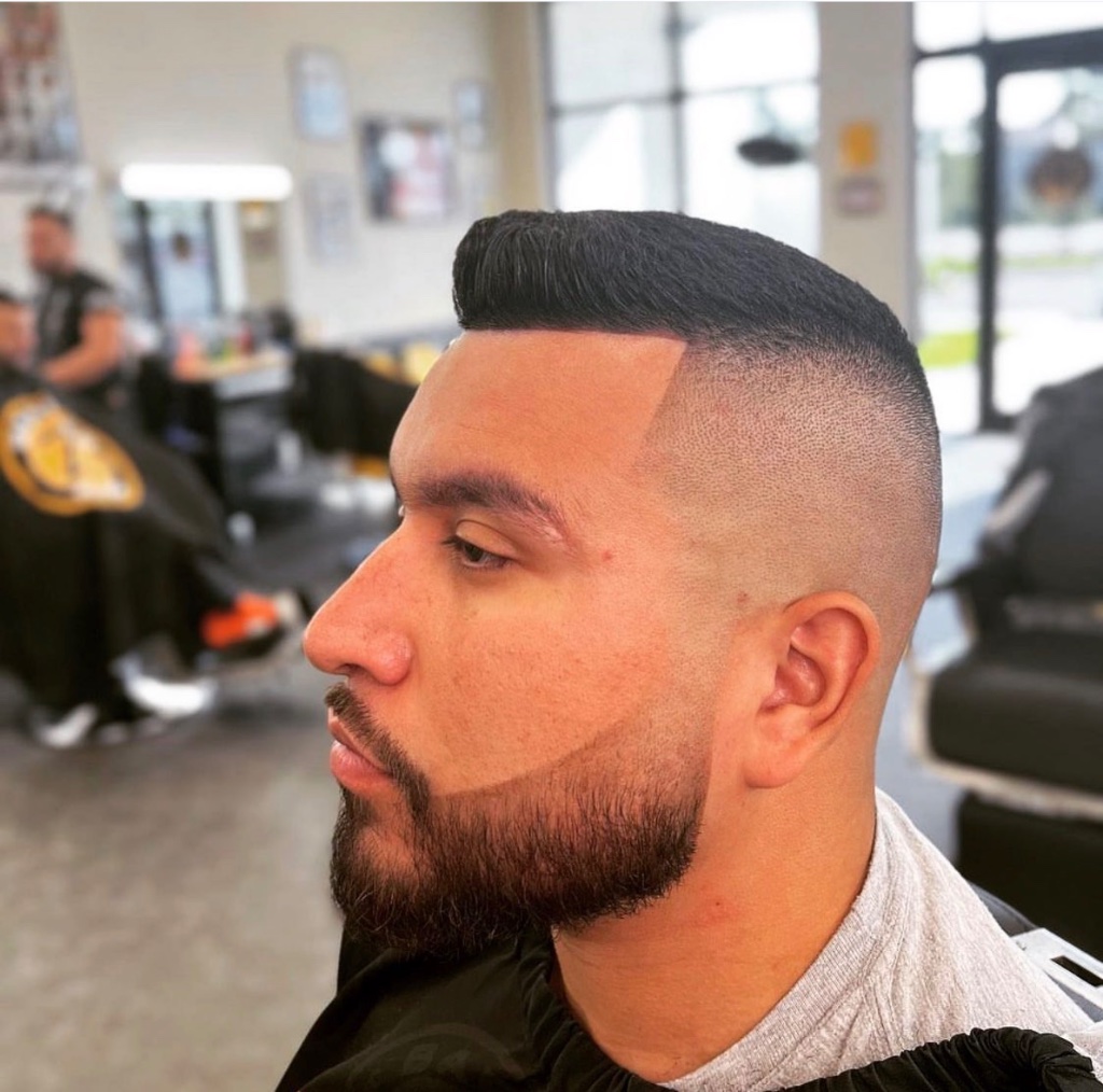 Pompadour fade with beard