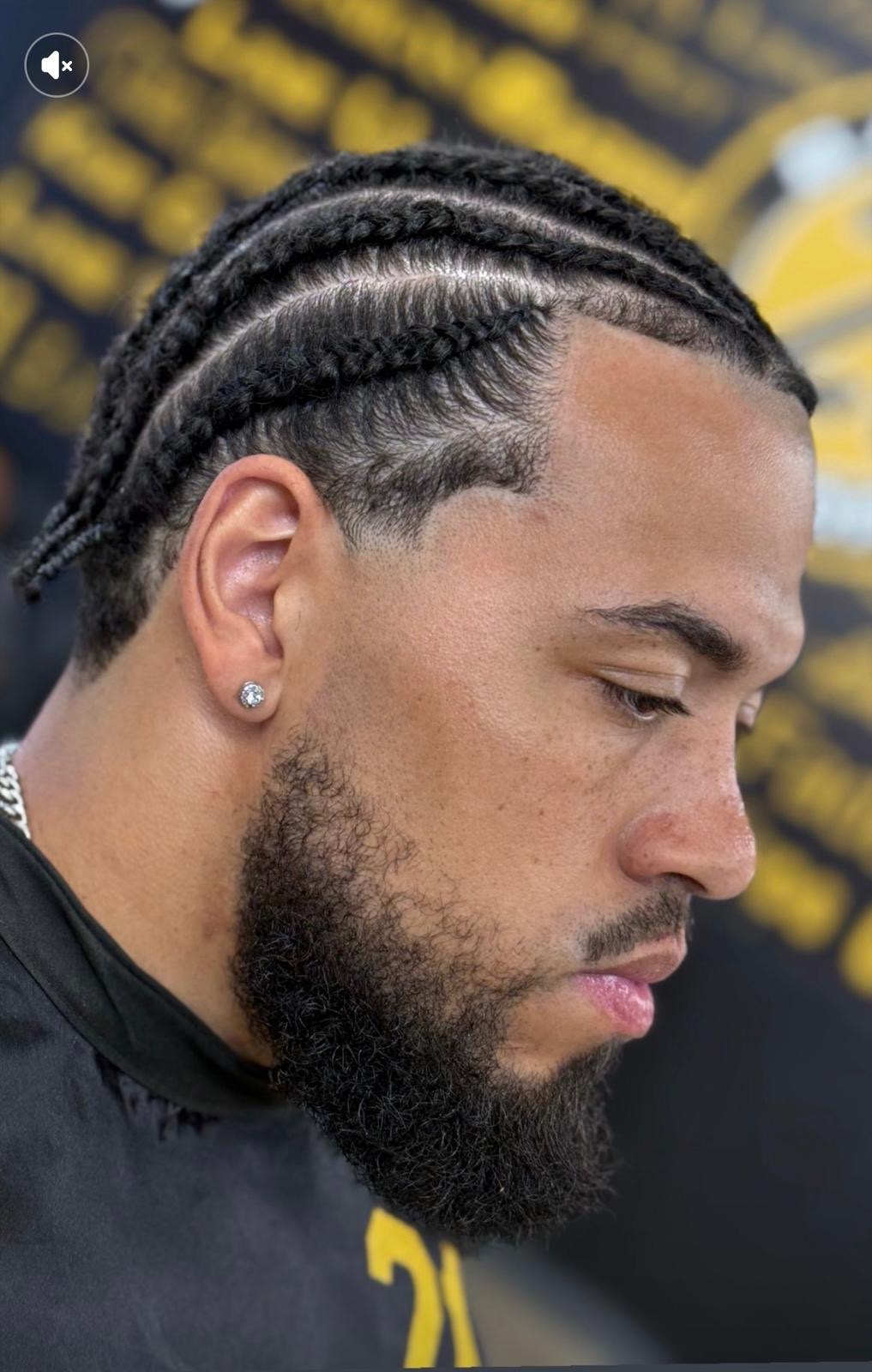 Braided hair with sharp line up