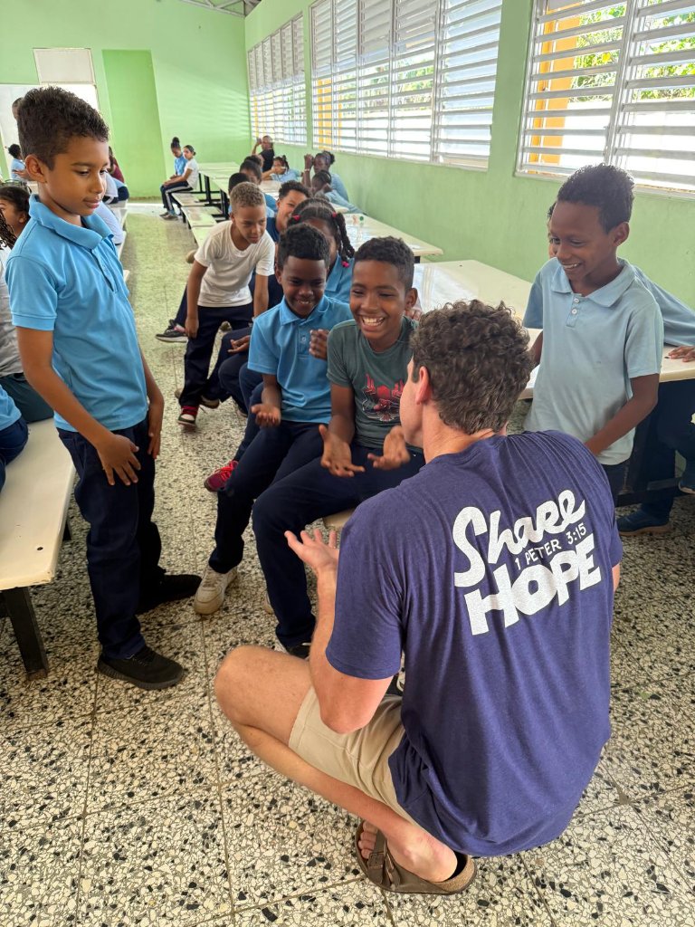 Sharing hope with students at a Dominican Republic school