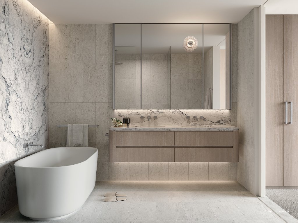 Bathroom — cool marble scheme