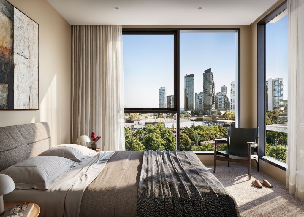 Bedroom to the city skyline