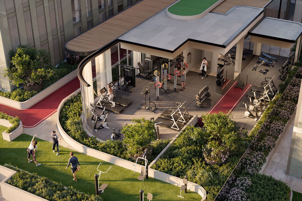Indoor–outdoor gym & running track
