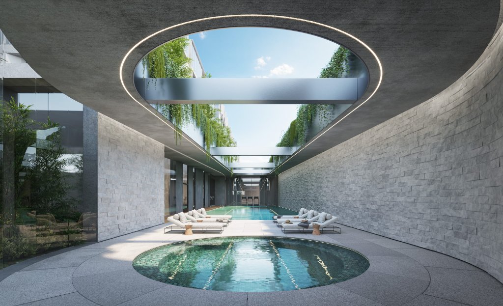 The sunken wellness pool court