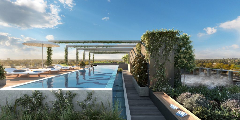 The rooftop pool deck & spa