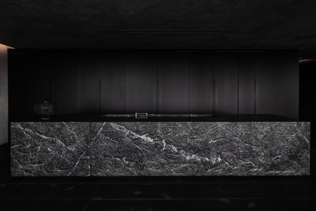 The 5.5 metre Rochelle Grey marble island