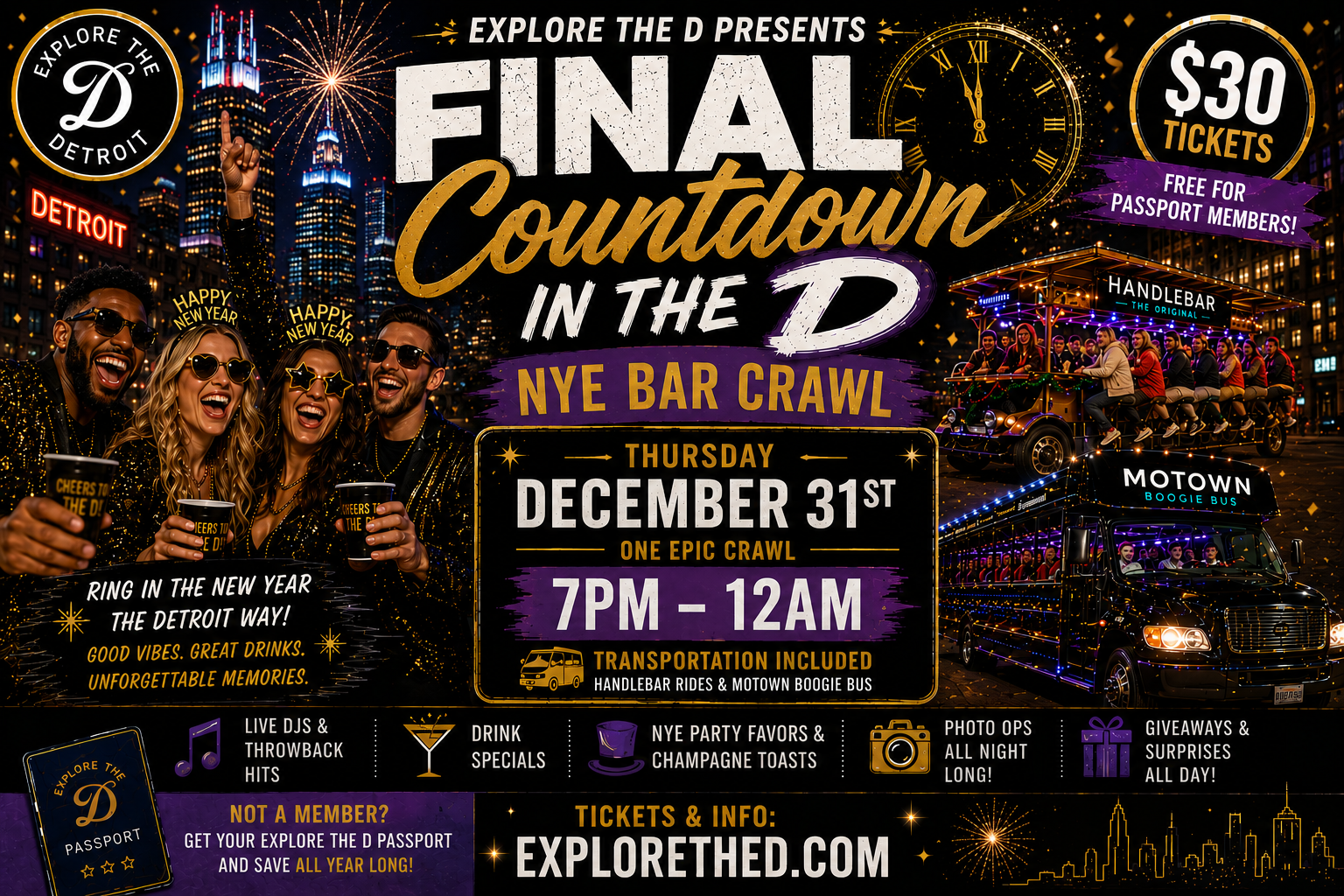 Final Countdown in the D: NYE Bar Crawl