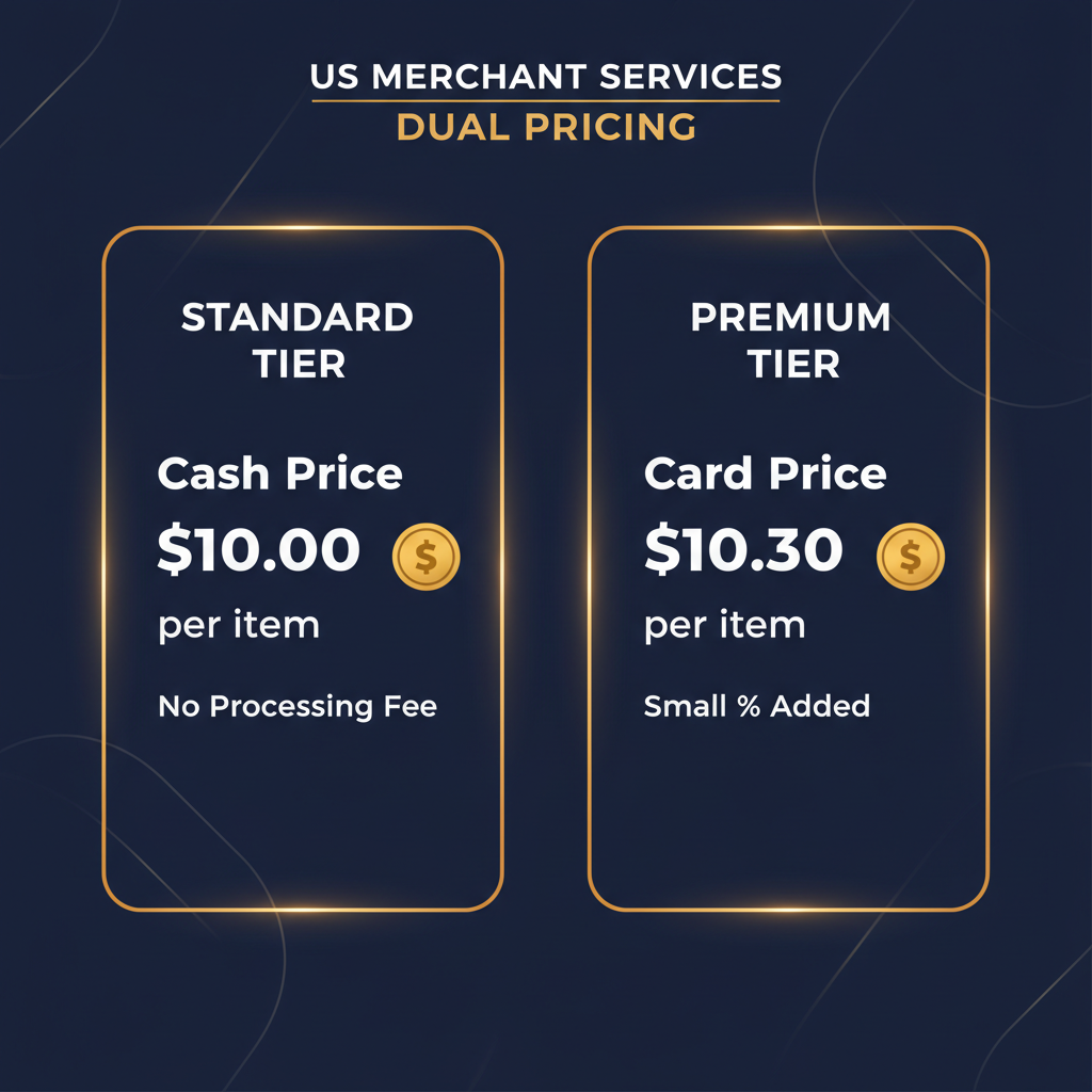 Dual pricing display showing cash and card prices at the point of sale