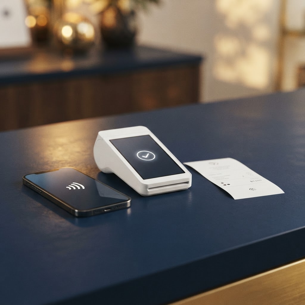 Modern payment terminal and mobile tap-to-pay device for businesses
