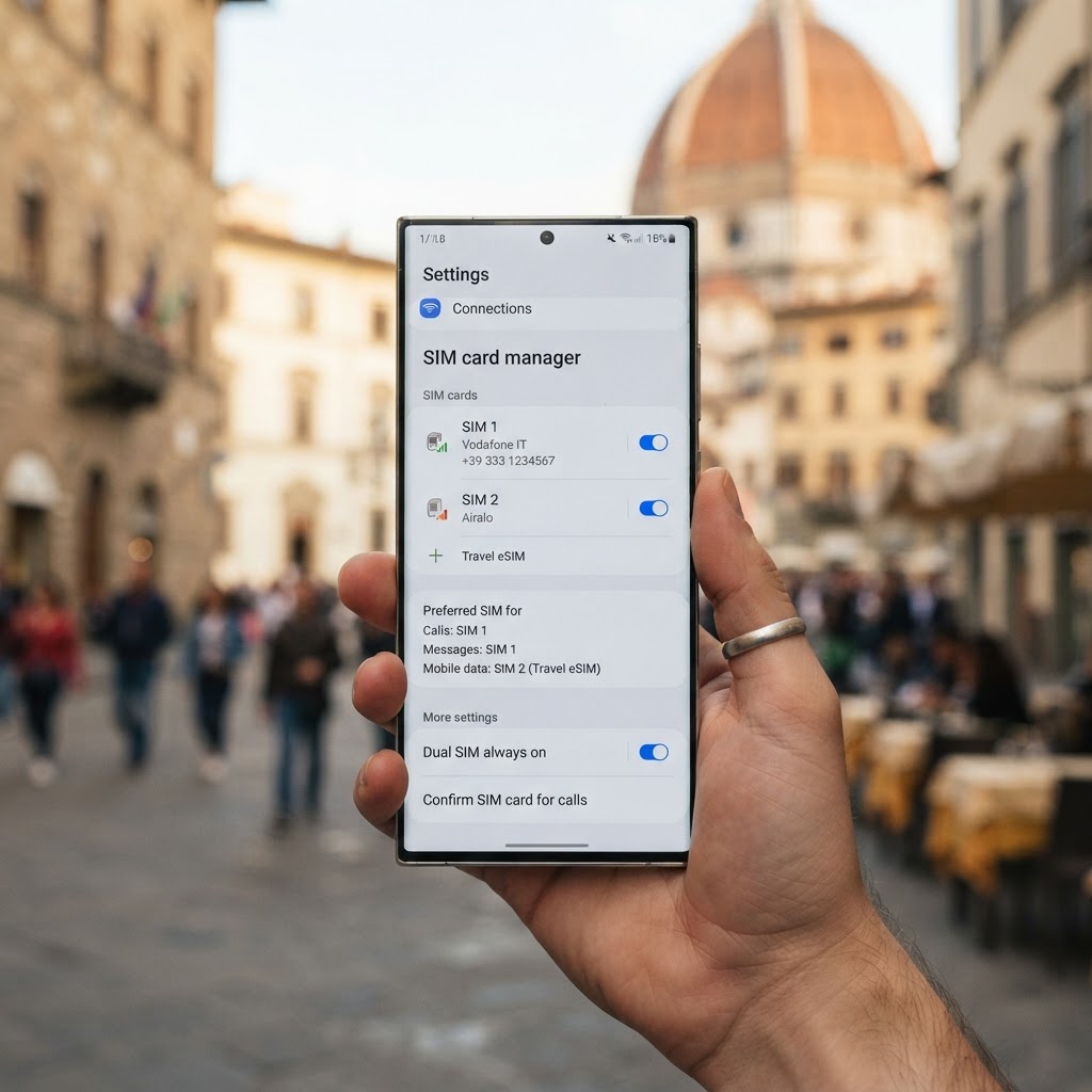 Samsung phone showing SIM card manager settings