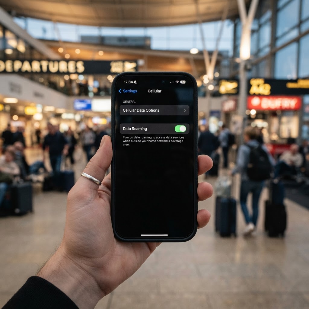 Smartphone data roaming toggle in settings