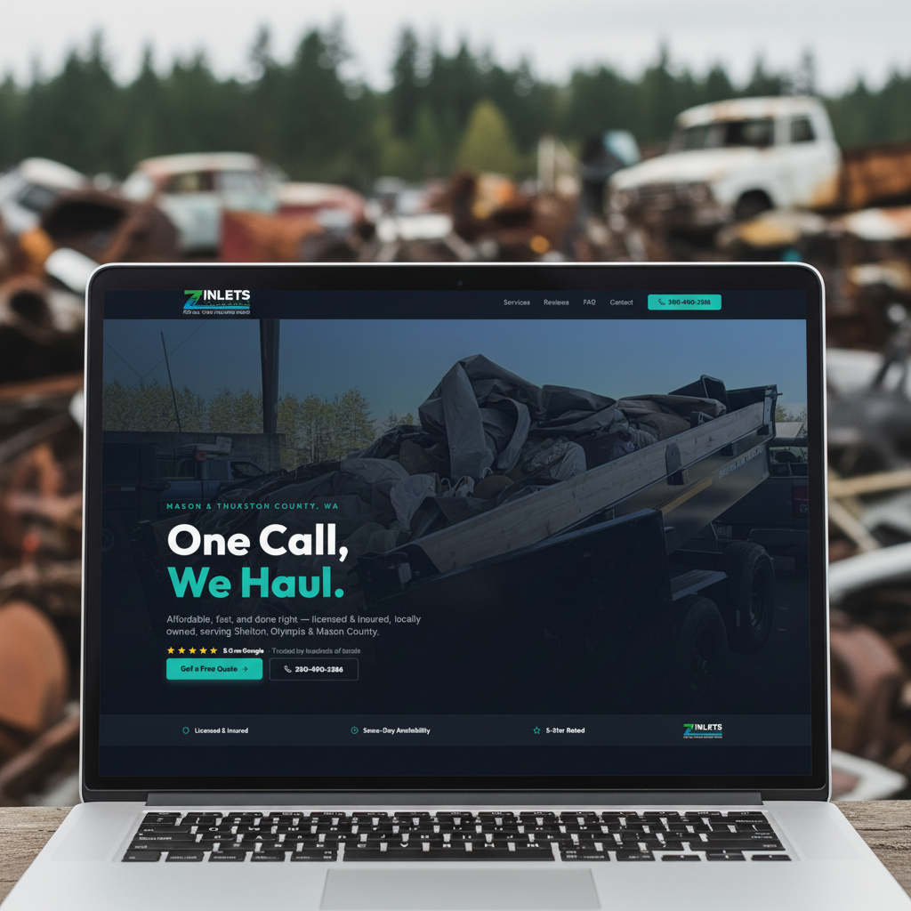 Custom website design for 7 Inlets Services, a Junk Removal & Hauling — high-converting website built by Client Bloom Co.