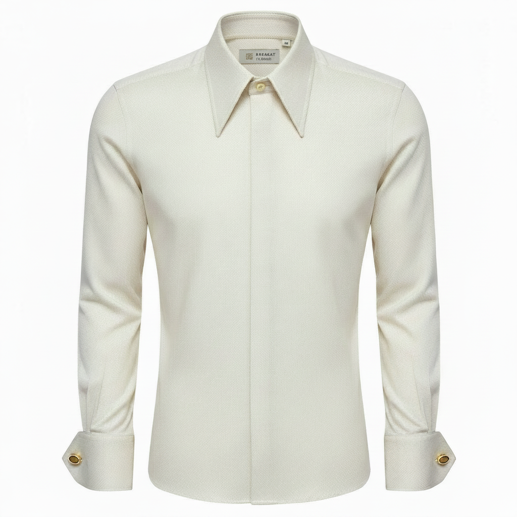 The Davos Shirt - Off White Herringbone