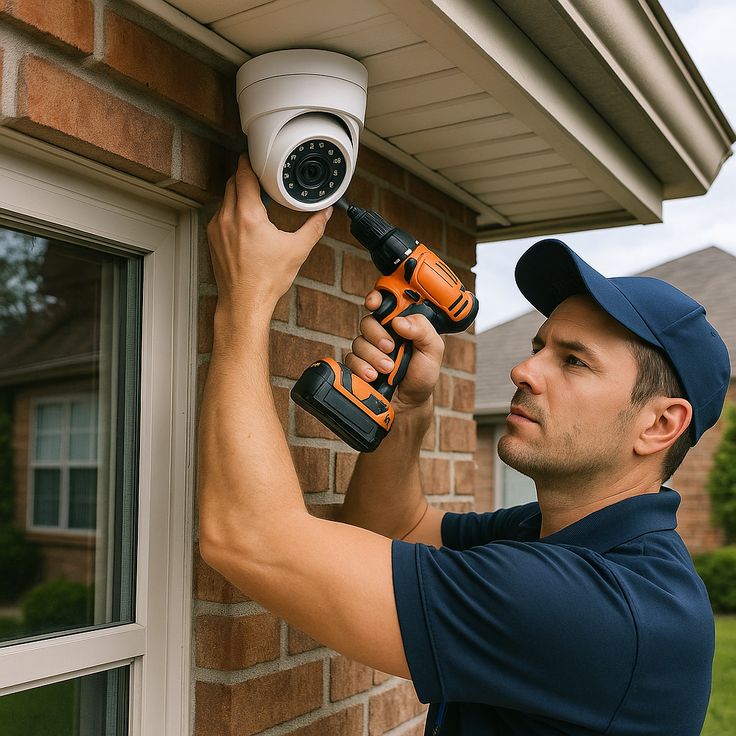 CCTV installer working