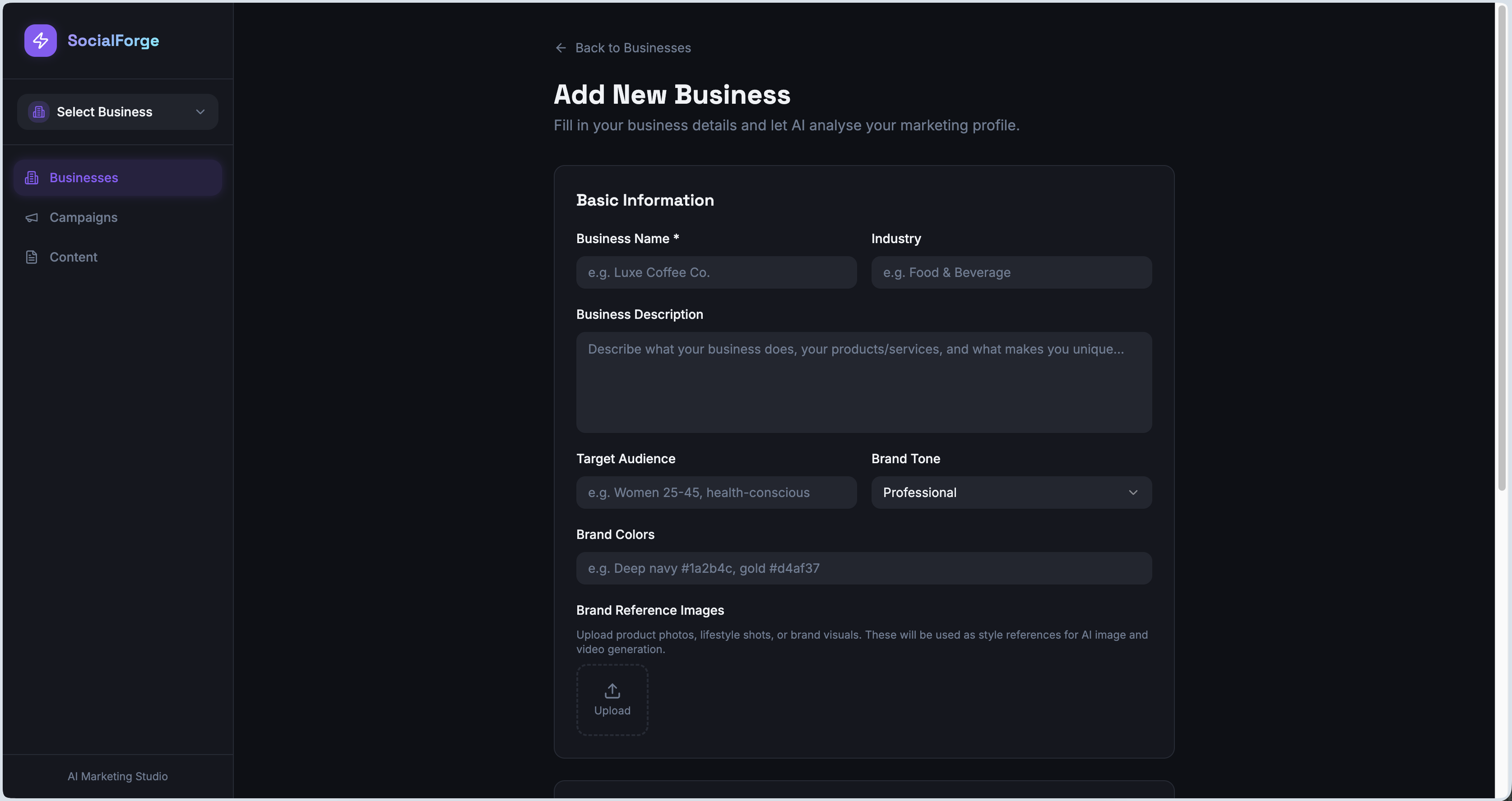 Social Media Content Generator template preview