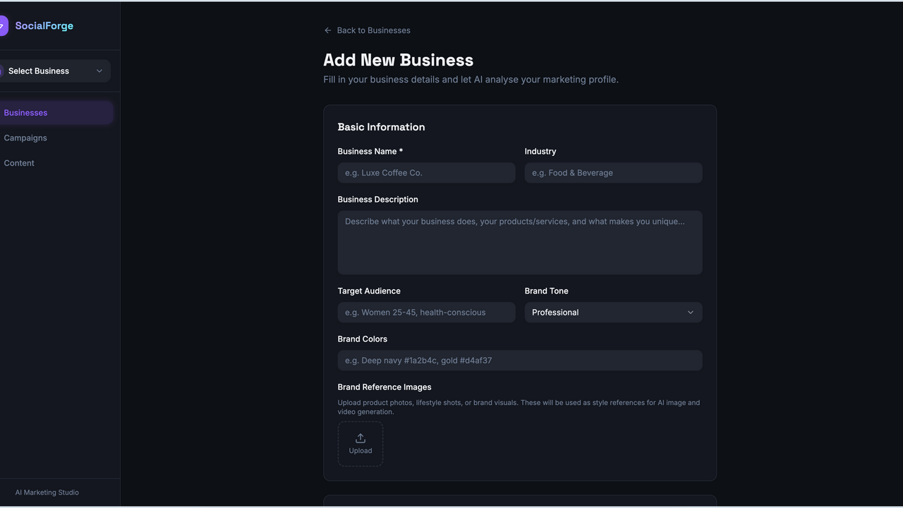 Social Media Content Generator template preview