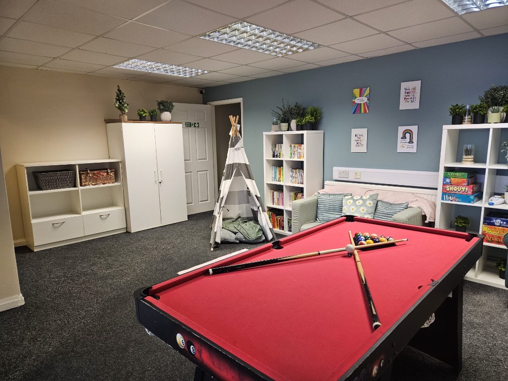 Social and games area with pool table