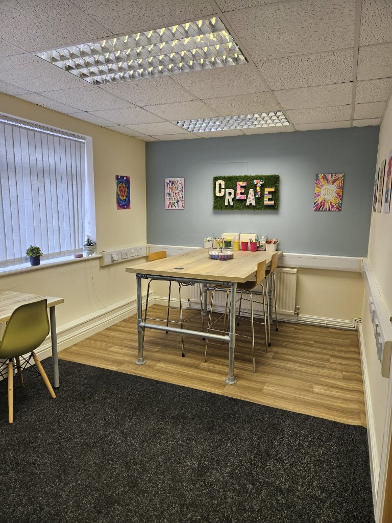 The CREATE zone with artificial grass feature wall